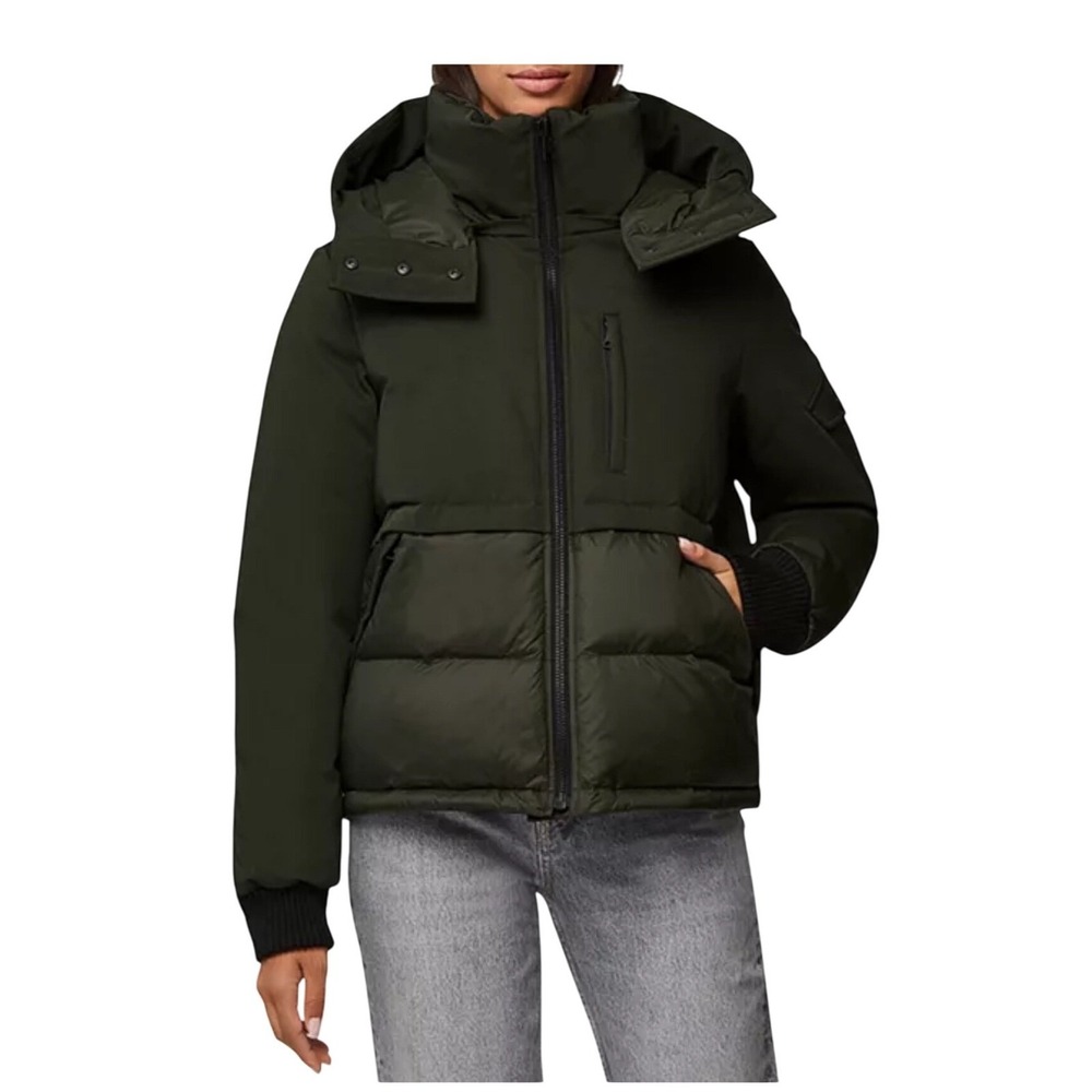 SOIA & KYO Cindi Cedar Green Puffer‎ Bomber Jacket Detachable Hood Women's